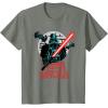imageStar Wars Darth Vader with Lightsaber Block Print Style TShirtOlive Heather