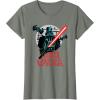 imageStar Wars Darth Vader with Lightsaber Block Print Style TShirtOlive Heather