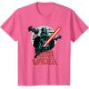 imageStar Wars Darth Vader with Lightsaber Block Print Style TShirtPink Heather