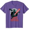 imageStar Wars Darth Vader with Lightsaber Block Print Style TShirtPurple Heather