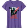 imageStar Wars Darth Vader with Lightsaber Block Print Style TShirtPurple Heather