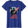 imageStar Wars Darth Vader with Lightsaber Block Print Style TShirtRoyal Blue