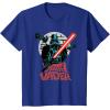 imageStar Wars Darth Vader with Lightsaber Block Print Style TShirtRoyal Blue