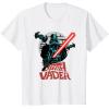 imageStar Wars Darth Vader with Lightsaber Block Print Style TShirtWhite
