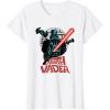 imageStar Wars Darth Vader with Lightsaber Block Print Style TShirtWhite