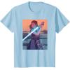 imageStar Wars Illustrated Rey with Lightsaber TShirtBaby Blue