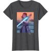 imageStar Wars Illustrated Rey with Lightsaber TShirtDark Heather Grey