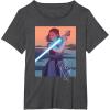imageStar Wars Illustrated Rey with Lightsaber TShirtDark Heather Grey