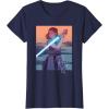 imageStar Wars Illustrated Rey with Lightsaber TShirtNavy Blue