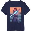 imageStar Wars Illustrated Rey with Lightsaber TShirtNavy Blue