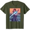 imageStar Wars Illustrated Rey with Lightsaber TShirtOlive Green