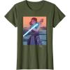 imageStar Wars Illustrated Rey with Lightsaber TShirtOlive Green