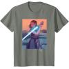 imageStar Wars Illustrated Rey with Lightsaber TShirtOlive Heather