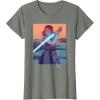 imageStar Wars Illustrated Rey with Lightsaber TShirtOlive Heather