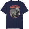 imageStar Wars The Mandalorian Mando and the Child Retro TShirtNavy Blue
