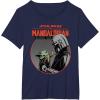 imageStar Wars The Mandalorian Mando and the Child Retro TShirtNavy Blue