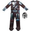imageStar Wars The Mandalorian Official Youth Costume  Premium Quality Padded Jumpsuit with Plastic Mask and Detachable CapeLarge