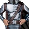imageStar Wars The Mandalorian Official Youth Costume  Premium Quality Padded Jumpsuit with Plastic Mask and Detachable CapeSmall