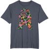 imageStar Wars Tropical R2D2 Floral Print TShirtHeather Blue