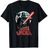 imageStar Wars Darth Vader with Lightsaber Block Print Style TShirtBlack