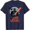 imageStar Wars Darth Vader with Lightsaber Block Print Style TShirtNavy Blue