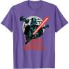 imageStar Wars Darth Vader with Lightsaber Block Print Style TShirtPurple Heather