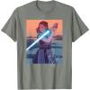 imageStar Wars Illustrated Rey with Lightsaber TShirtOlive Heather