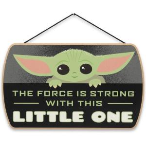 imageDisney Star Wars The Mandalorian Baby Yoda Force is Strong With This Little One Hanging Wood Wall Decor  Grogu The ChildBlack