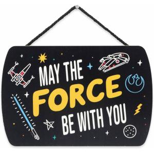 imageDisney Star Wars The Mandalorian Baby Yoda Force is Strong With This Little One Hanging Wood Wall Decor  Grogu The ChildBlackGold