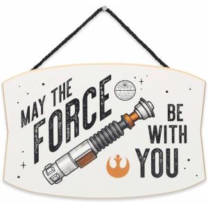 imageDisney Star Wars The Mandalorian Baby Yoda Force is Strong With This Little One Hanging Wood Wall Decor  Grogu The ChildCreamBlack