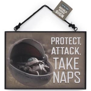 imageDisney Star Wars The Mandalorian Baby Yoda Force is Strong With This Little One Hanging Wood Wall Decor  Grogu The ChildGray