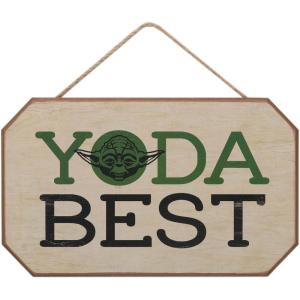 imageDisney Star Wars The Mandalorian Baby Yoda Force is Strong With This Little One Hanging Wood Wall Decor  Grogu The ChildTanGreen