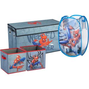 imageIdea Nuova Star Wars The Mandalorian Grogu aka The Child 4 Piece Storage Solution Set with Pop Up Hamper Collapsible Storage Trunk and 2 Nestable Storage BinsSpiderman Blue