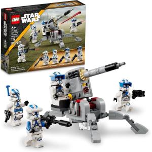 imageLEGO Star Wars 501st Clone Troopers Battle Pack Toy Set Buildable AV7 Anti Vehicle Cannon with 4 Clone Trooper Minifigures Portable Travel Toy Great Birthday Gift for Kids Ages 6 and Up 75345