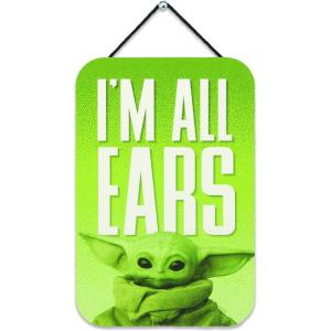 imageOpen Road Brands Disney Star Wars The Mandalorian Baby Yoda Sign  Cute Grogu Im All Ears Hanging Wood Wall Decor for Bedroom or Office
