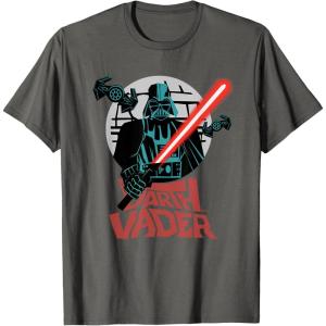 imageStar Wars Darth Vader with Lightsaber Block Print Style TShirtAsphalt Grey