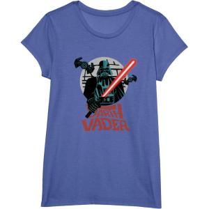 imageStar Wars Darth Vader with Lightsaber Block Print Style TShirtBright Blue Heather
