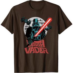 imageStar Wars Darth Vader with Lightsaber Block Print Style TShirtBrown