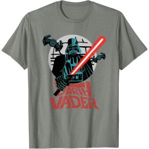 imageStar Wars Darth Vader with Lightsaber Block Print Style TShirtOlive Heather