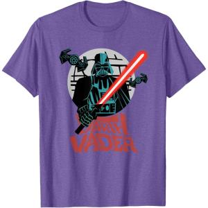 imageStar Wars Darth Vader with Lightsaber Block Print Style TShirtPurple Heather