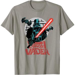 imageStar Wars Darth Vader with Lightsaber Block Print Style TShirtSlate Grey