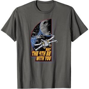 imageStar Wars Day May the 4th Be With You Vintage Space Battle TShirtAsphalt Grey