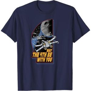 imageStar Wars Day May the 4th Be With You Vintage Space Battle TShirtNavy Blue