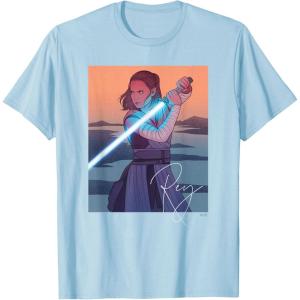 imageStar Wars Illustrated Rey with Lightsaber TShirtBaby Blue