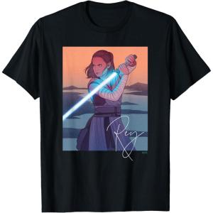 imageStar Wars Illustrated Rey with Lightsaber TShirtBlack