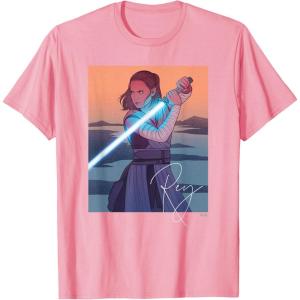 imageStar Wars Illustrated Rey with Lightsaber TShirtPink