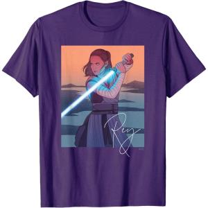 imageStar Wars Illustrated Rey with Lightsaber TShirtPurple