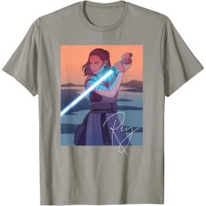 imageStar Wars Illustrated Rey with Lightsaber TShirtSlate Grey