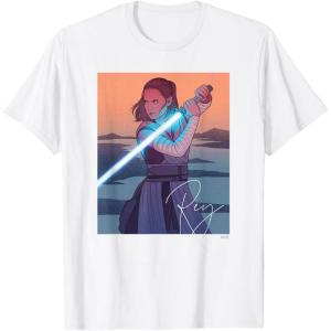 imageStar Wars Illustrated Rey with Lightsaber TShirtWhite