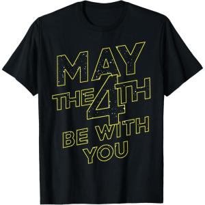 imageStar Wars May The 4th Be With You Galaxy Fill Text TShirtBlack